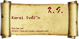 Karai Iván névjegykártya