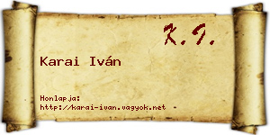 Karai Iván névjegykártya